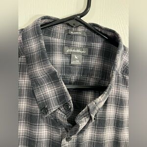 Eddie Bauer Men's Black Gray Plaid Shirt